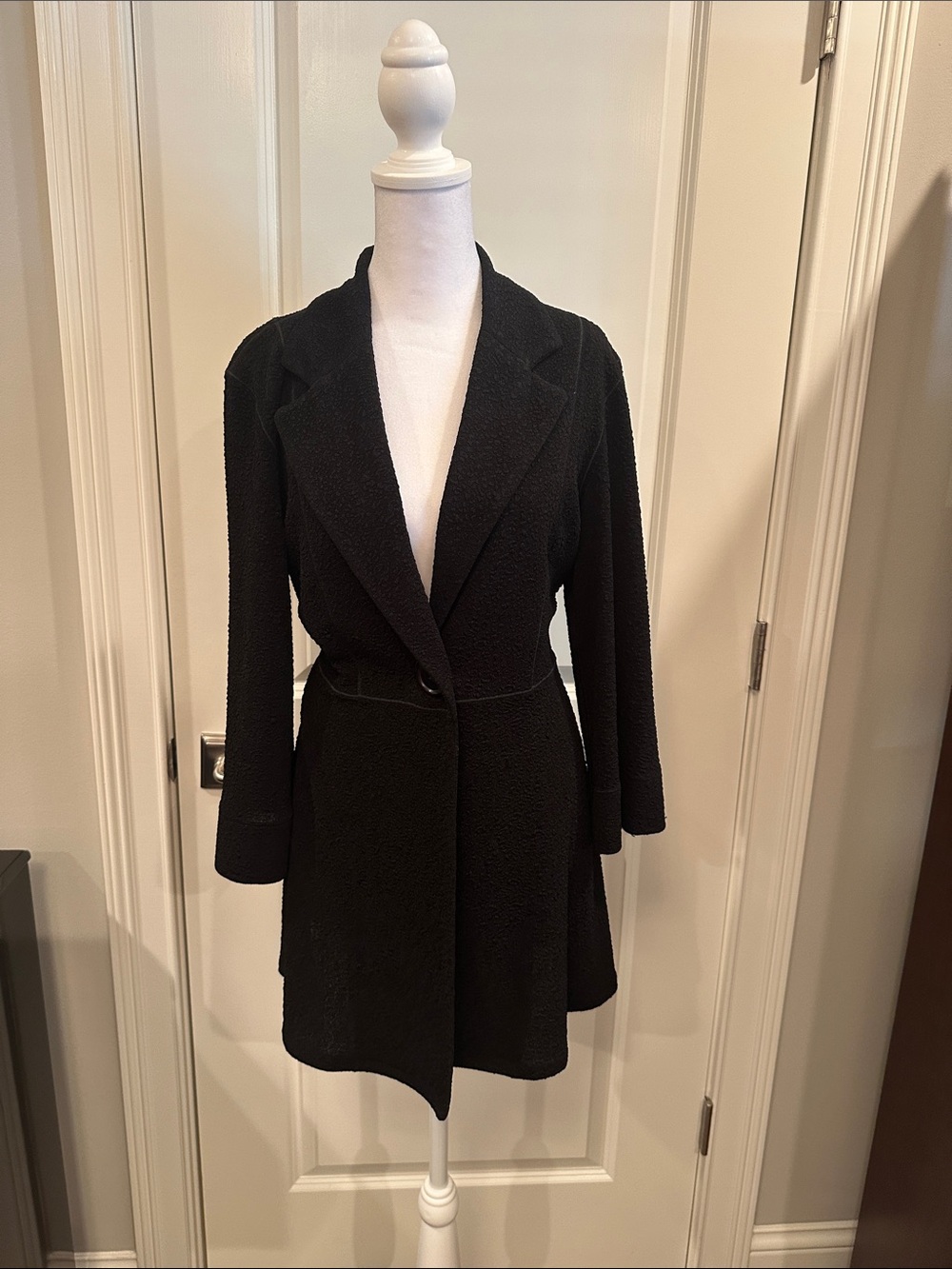 eva varro Black Tailored Single-Button Blazer Coat